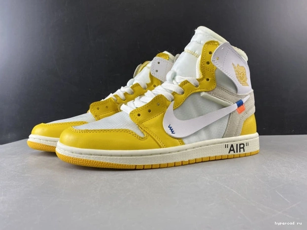 White NRG Dark x Yellow-Cone Jordan Powder 1 Off-White Air AQ0818-149 0702